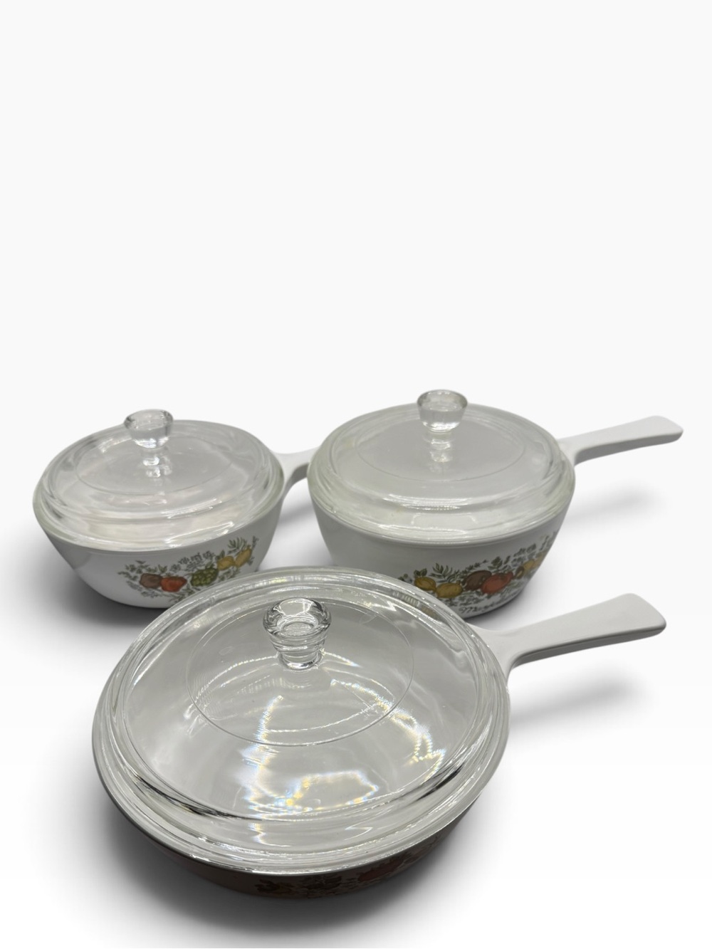 Vintage Corning Ware 3 Piece Set Spice of Life with Lids